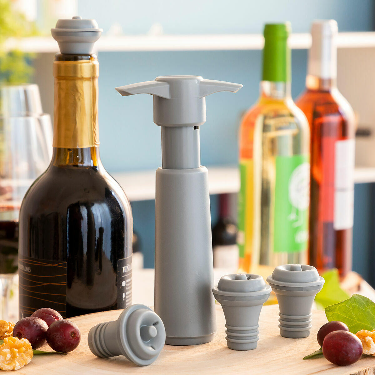 Kit de Conservação para Vinho Winuum: Bomba de Vacío + 4 Tapones