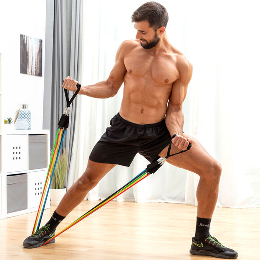 :Conjunto de Bandas de Resistência com Acessórios e Guia de Exercícios – 5 Peças